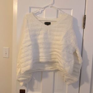 Cropped fuzzy striped sweater